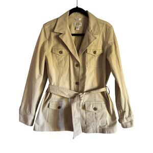 Talbots W’s Utility Military Safari Style Stretch Cotton Trench Jacket Size 10